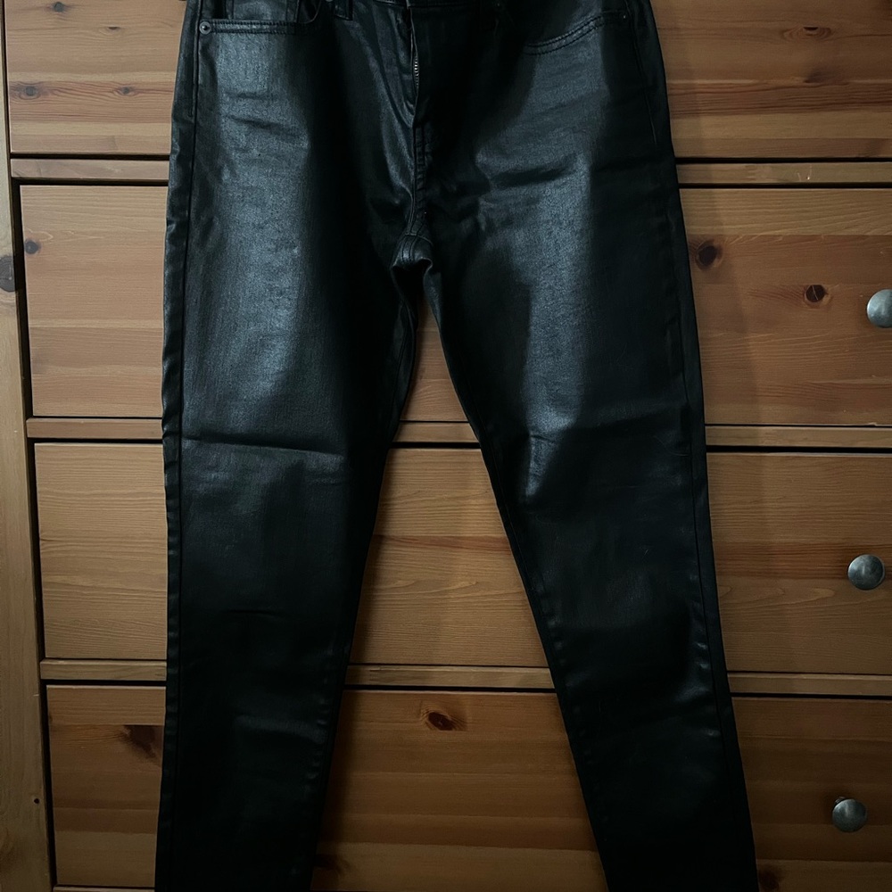 BANANA REPUBLIC black Faux Leather type coated Pants